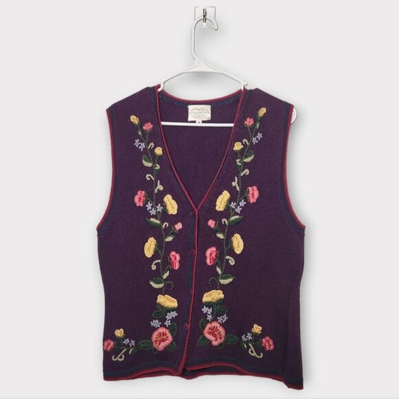 Susan Bristol Vintage Embroidered Sweater Vest M - Picture 1 of 5
